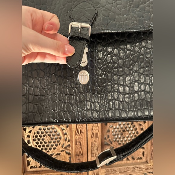 Leather Crocodile Work Briefcase Satchel Shoulder Bag Laptop Bag - Picture 8 of 8